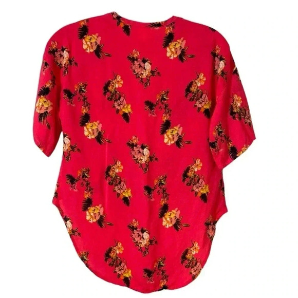 Belle du Jour Girls' Red Floral Print Blouse Teens Top - Picture 2 of 4